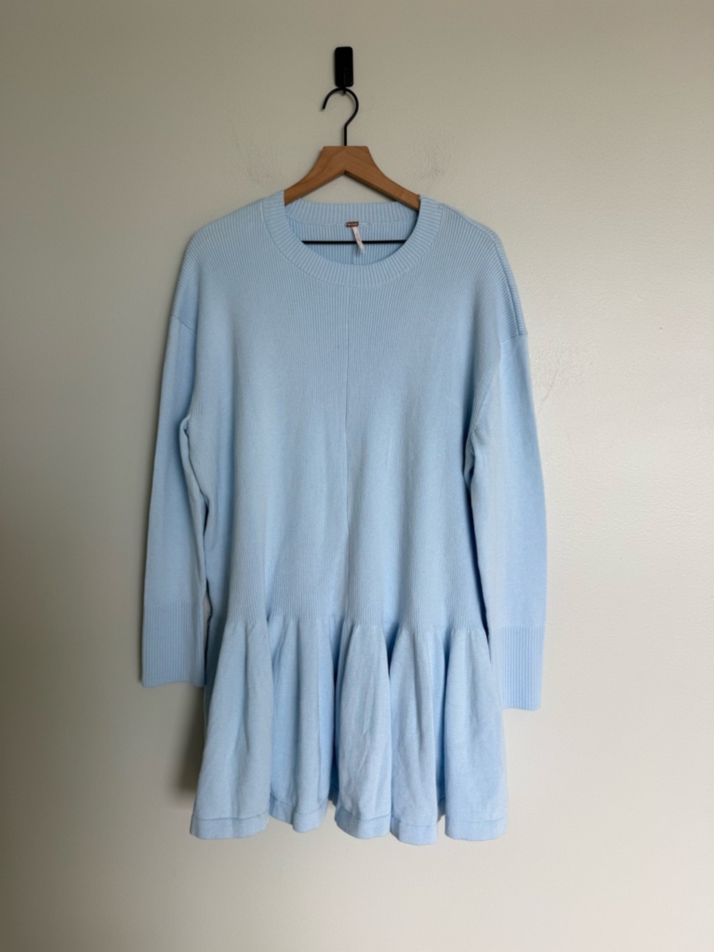 Free People Time On My Side Ice Water Blue Knit Mini Dress - Picture 5 of 8